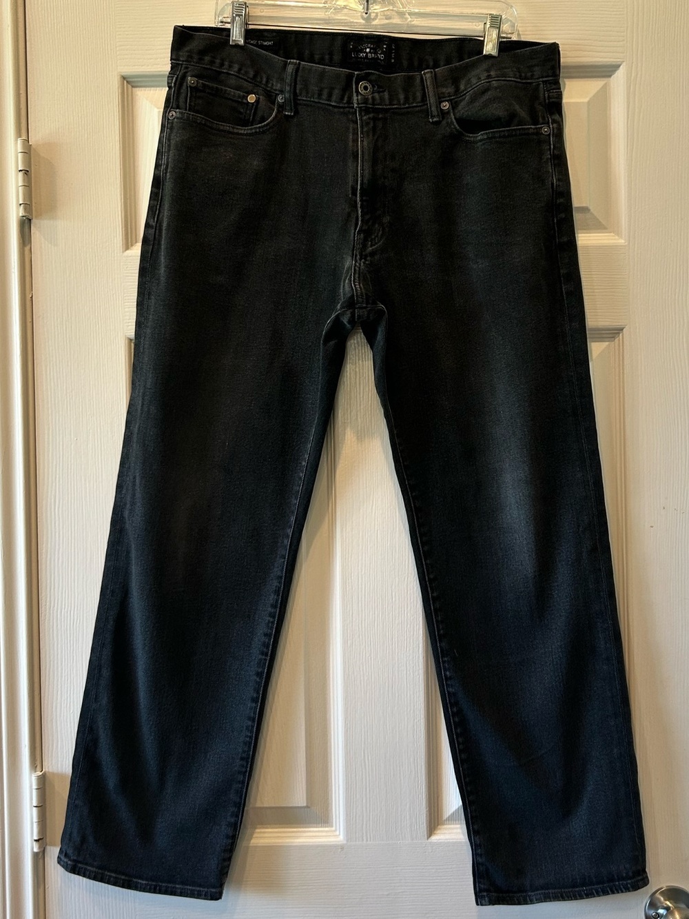 Lucky Brand Men's Skinny Black Jeans Size 36 x 29 Zipper Button 5 Pocket